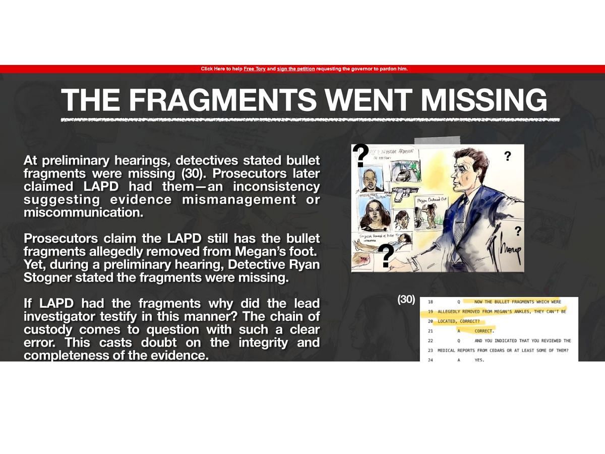A glimpse of the website claiming Lanez's innocence with proof (Image via 36hourslater.com)
